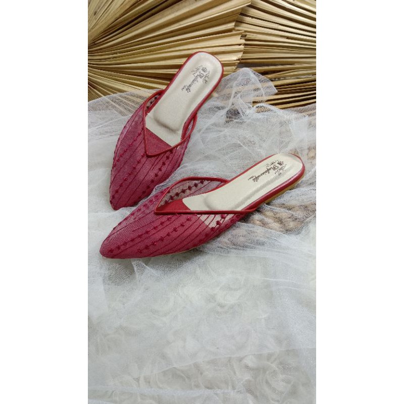 flatshoes merahmaroon tinggi 1cm
