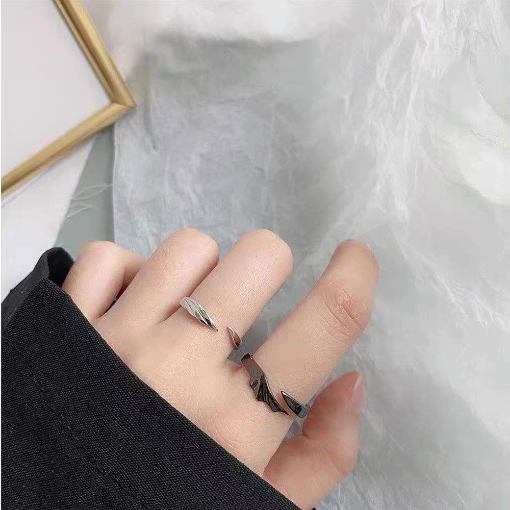 Cincin Model Terbuka Bahan Sterling silver 925 Desain Iblismalaikat Gaya punk adjustable Untuk Priawanita