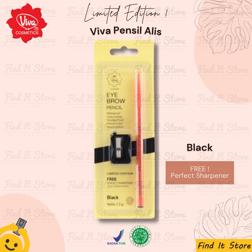 Viva Queen eyebrow Pensil Alis Original Black Brown Dark Brown BPOM