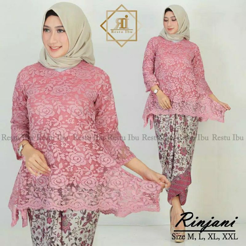 SETELAN KEBAYA RINJANI JUMBO LD 120 - 130 / KEBAYA BROKAT BIG SIZE / SET KEBAYA ROK LILIT