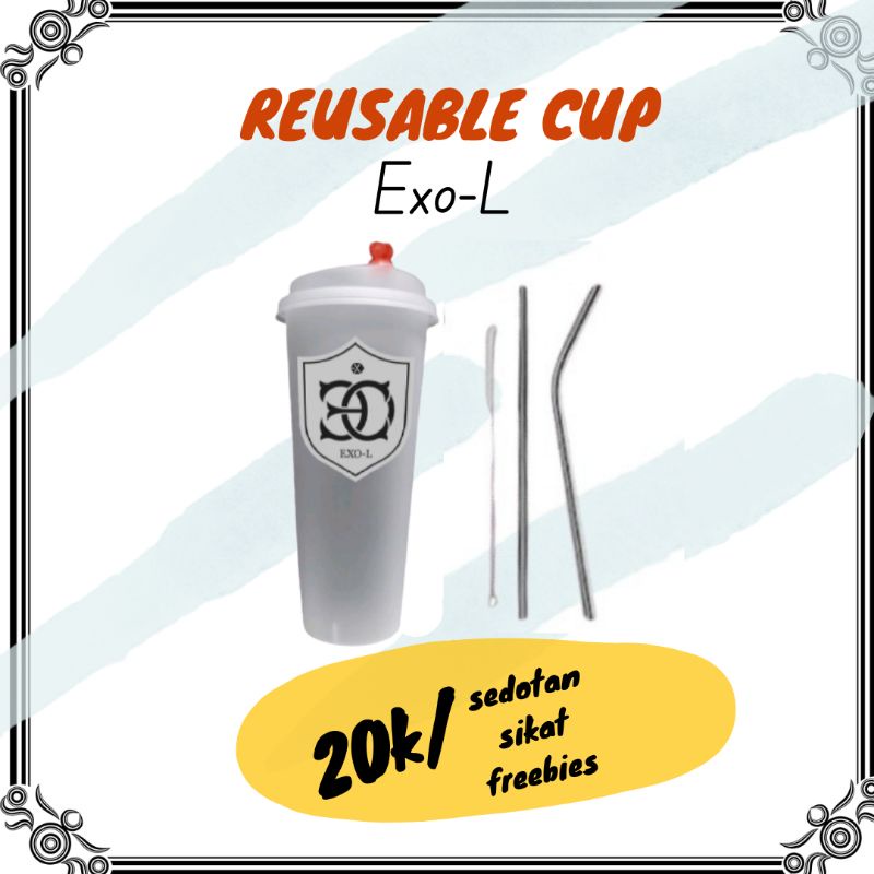 

Reusable Cup EXO-L + straw + sikat + box + freebies