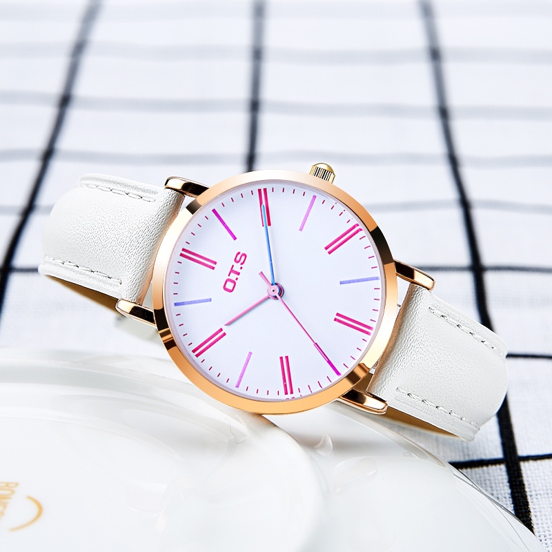 ✅(COD) OTS Jam Tangan Wanita Jam Tangan Asli Tahan Air Murah Tahan Air  Kuarsa Elegan Jam Tangan Wanita-putih