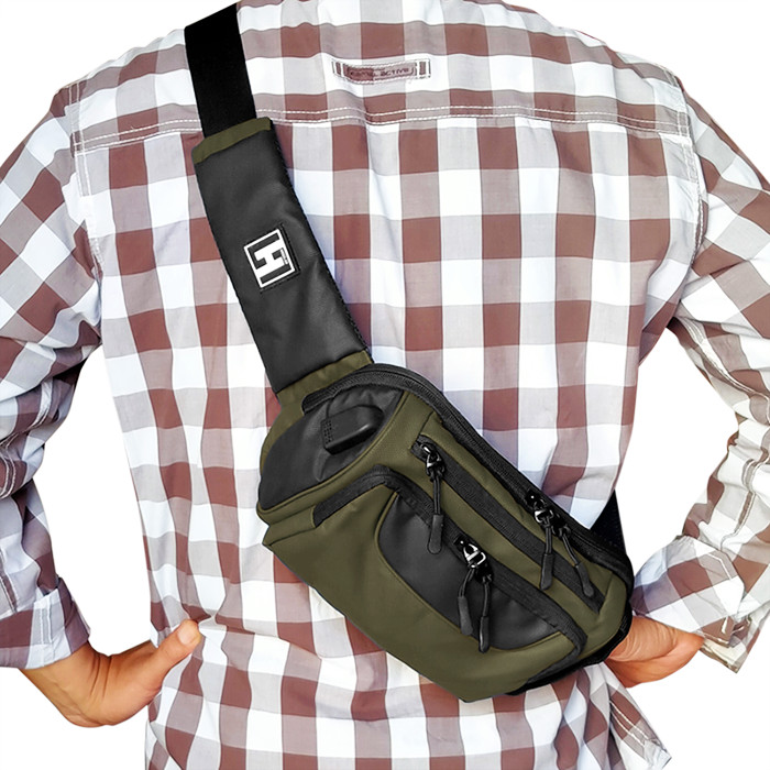 Tas pinggang, waistbag, tas sepeda pria warna hijau army