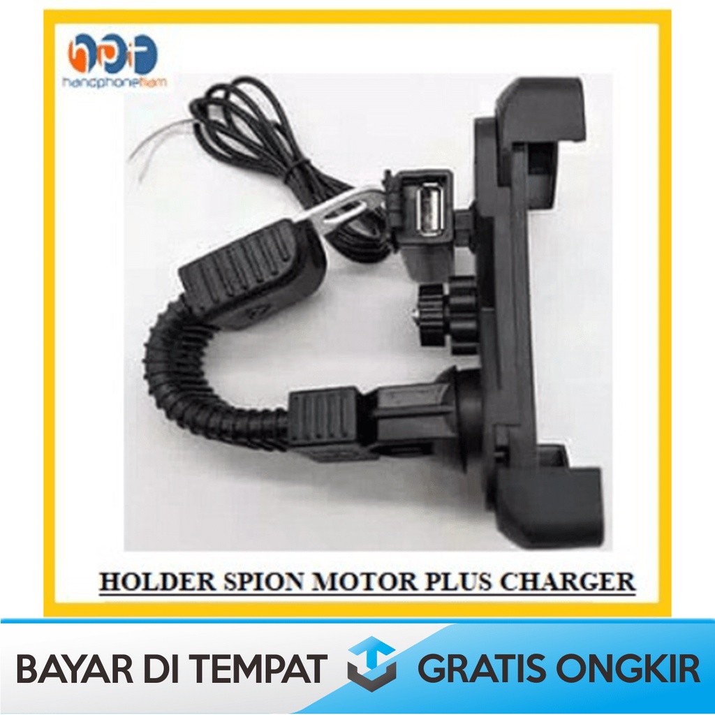 STANG HOLDER HANDPHONE MOTOR DILENGKAPI CHARGER USB GOJEK GRAB MURAH