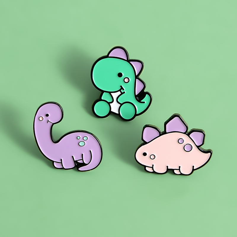 Bros Pin Enamel Bentuk Dinosaurus Jurassic Warna Pink Untuk Anak