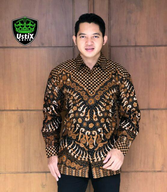 Batik Solo Bokor Kencono Mocca Kemeja Pria Katun Halus Sragenan Full Furing
