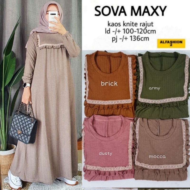 Sova Maxy - Gamis Knit Rajut Renda LD100+ Bumil / 368-6943