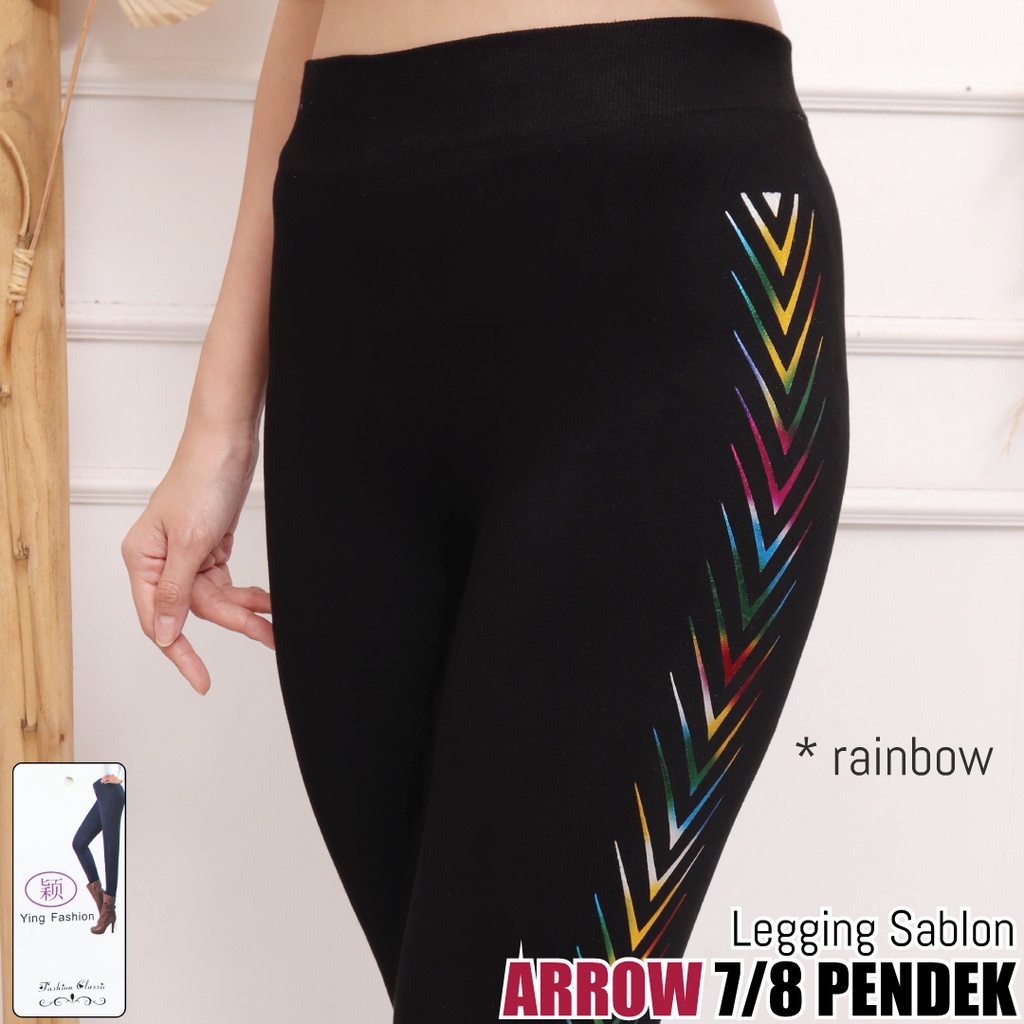 LEGGING SABLON 7/8 ARROW  / LEGGING SABLON SS PENDEK / LEGGING PENDEK WANITA / LEGGING FASHION PENDEK / YING FASHION