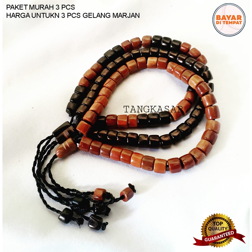 HARGA 3 pcs  Gelang Marjan BAYAR DITEMPAT/COD - Gelang Kokka Tasbih Marjan 33 Butir - Kaukah Kauka K