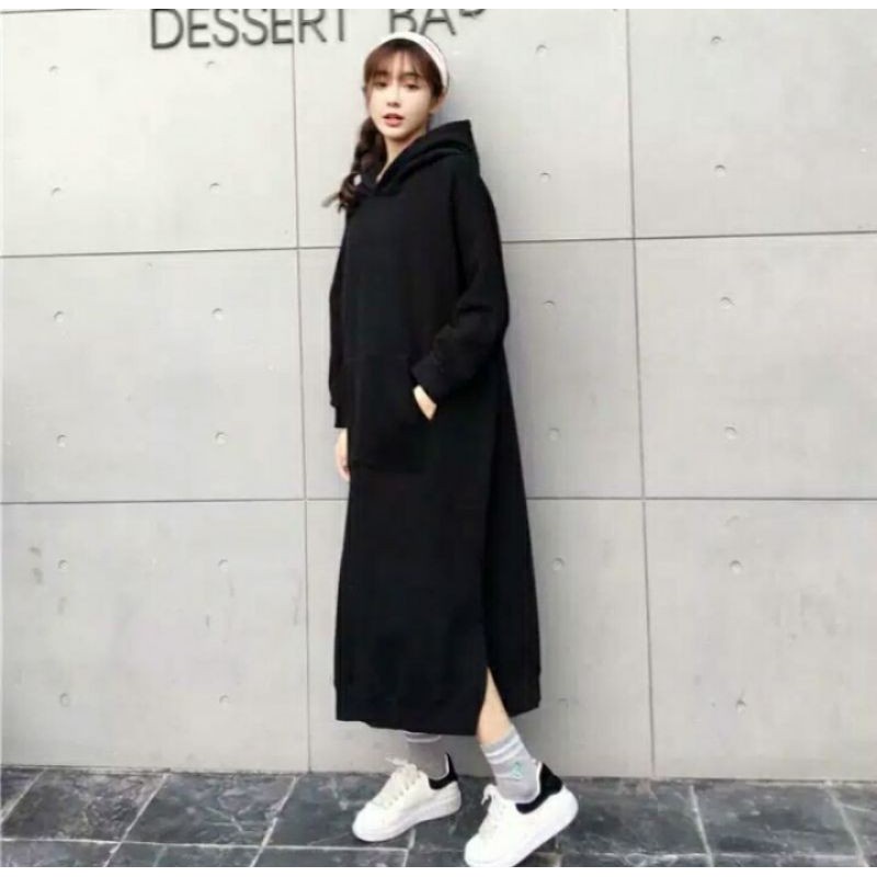 Sweater Long Hoodie Dress Wanita long oversize korea style terbaru