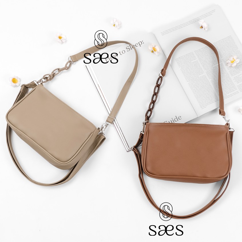 SAES - Tulip Tas Selempang &amp; Bahu Wanita Kulit Mini Sling bag Vintage Retro