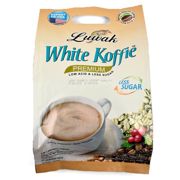 

LUWAK White Coffee Premium Isi 20 Saset - Kopi Putih Less Sugar 20 Sac