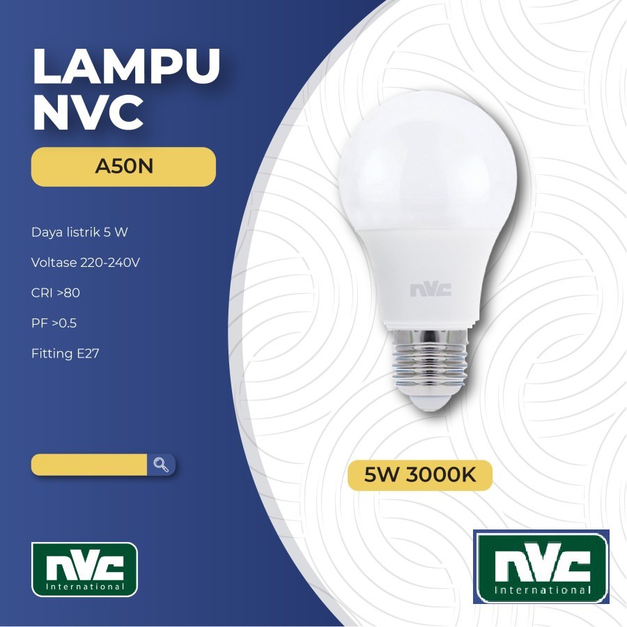 LAMPU LED NVC A50N WARNA KUNING 5 WATT 3000K - BOHLAM LED NVC 5W 3000K