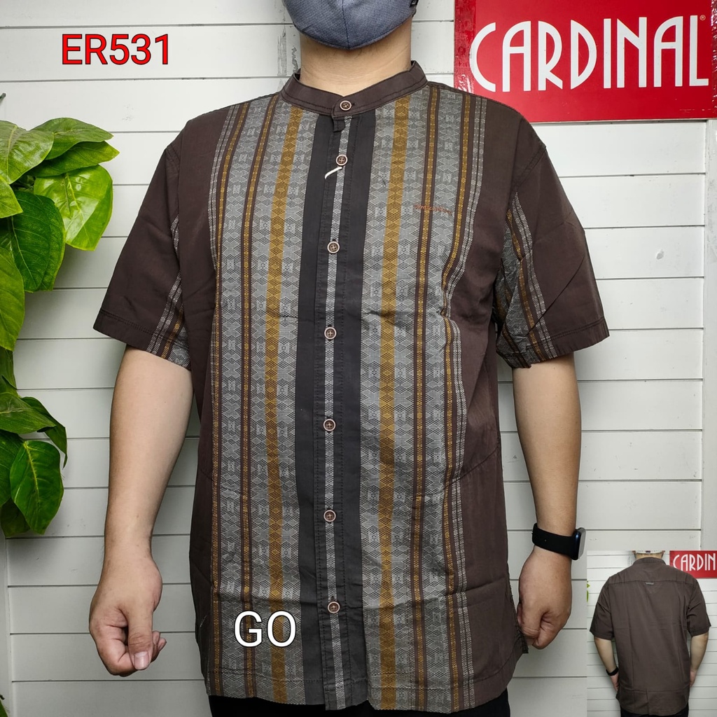 gof M-L CARDINAL KEMEJA KOKO Pria Dewasa Lengan Pendek Pakaian Muslim Distro Original TQR