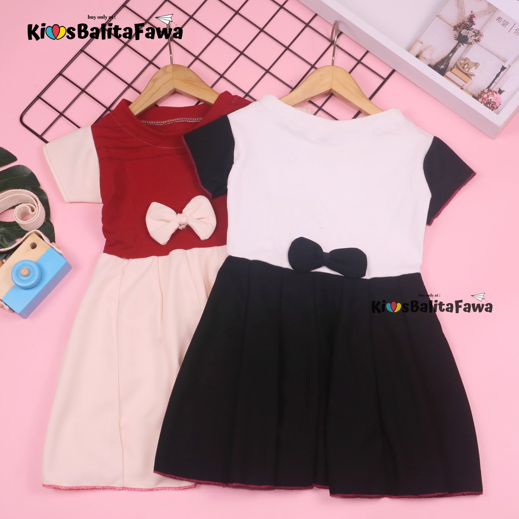 Dress Zaskia uk 1-2 Tahun / Dres Lengan Balita Anak Perempuan Murah Import Motif Baju Harian Lucu