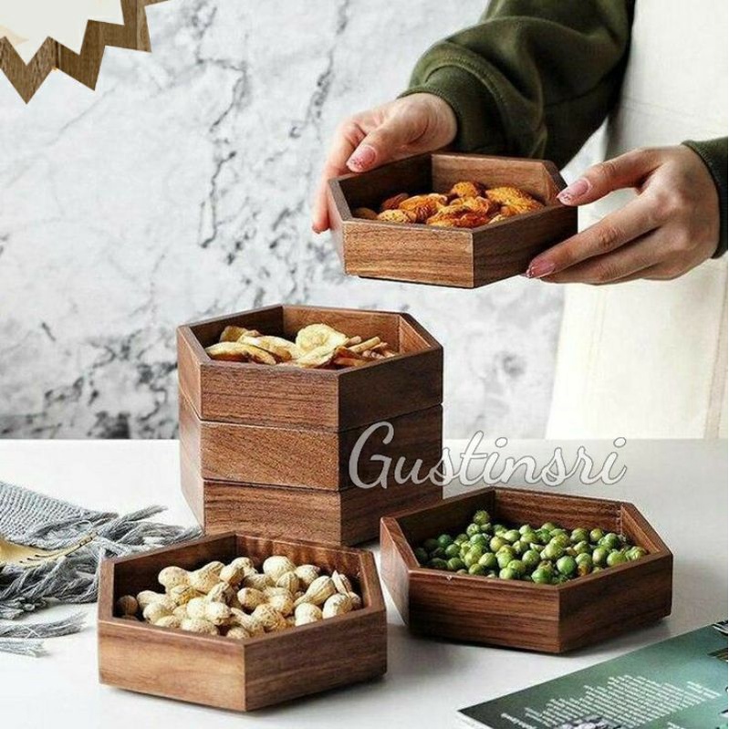 KOTAK SESERAHAN HANTARAN PERNIKAHAN KAYU SEGI 6 HEXAGONAL HAMPERS PARCEL BOX KAYU PESTA SERBAGUNA