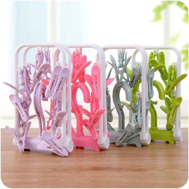 Jepitan Jemuran Baju Kaos Kaki CD Bra 12 Penjepit Multi Clips Hanger