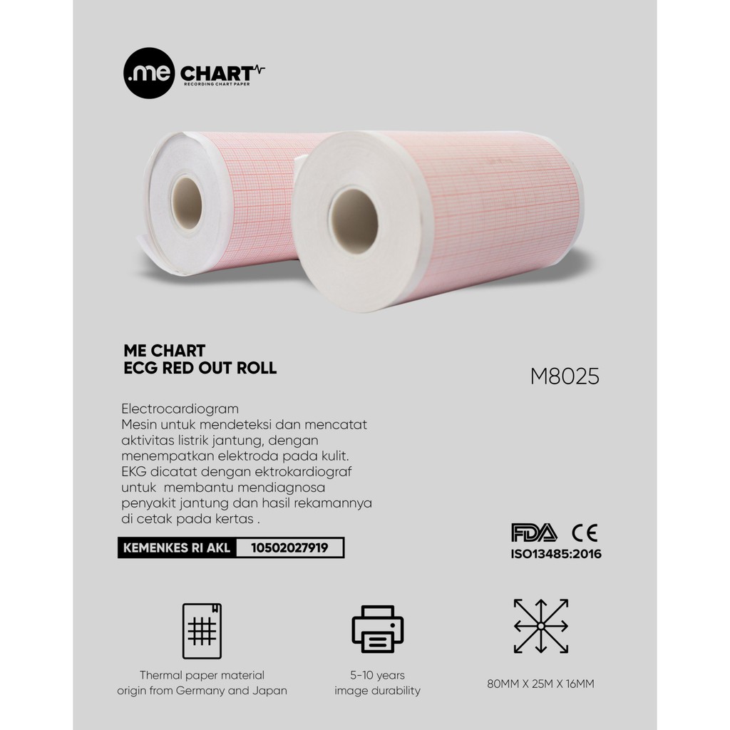 

ME CHART ECG RED OUT ROLL 80MM X 25M X 16MM