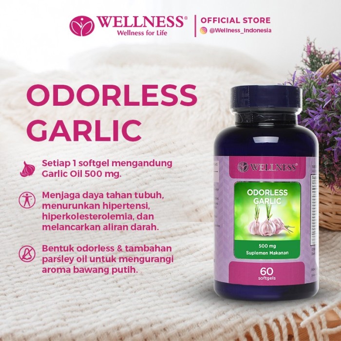 Wellness Odorless Garlic 500mg (60 Tablets)