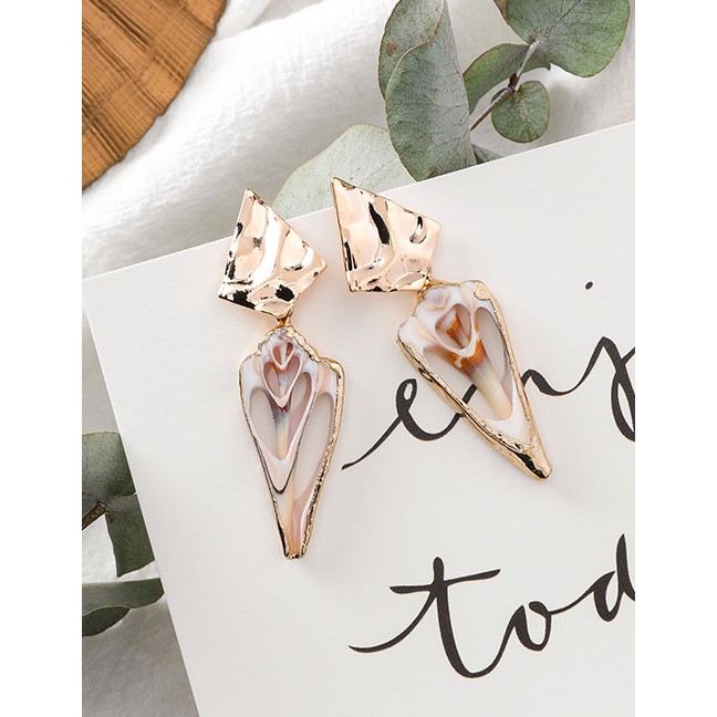 LRC Anting Tusuk Fashion Gold 925 Silver Needle Geometric Diamond Conch Section Earrings F29144