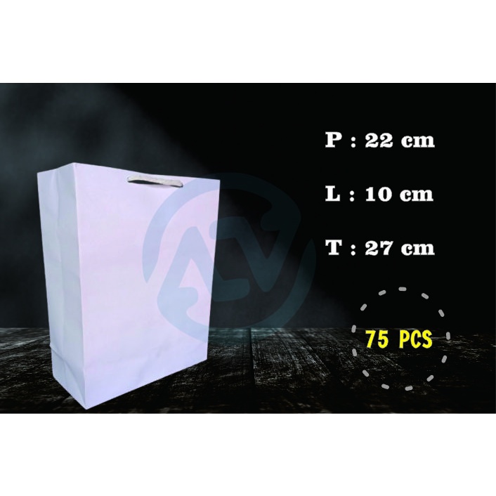 

Tas Kertas Paper Bag Putih Polos Godie Bag Souvenir 75 Pcs
