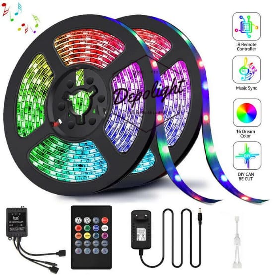 Lampu Strip LED RGB 10 meter Waterproof Outdoor Indoor ip65 Lengkap Adaptor Remot Ada Sensor