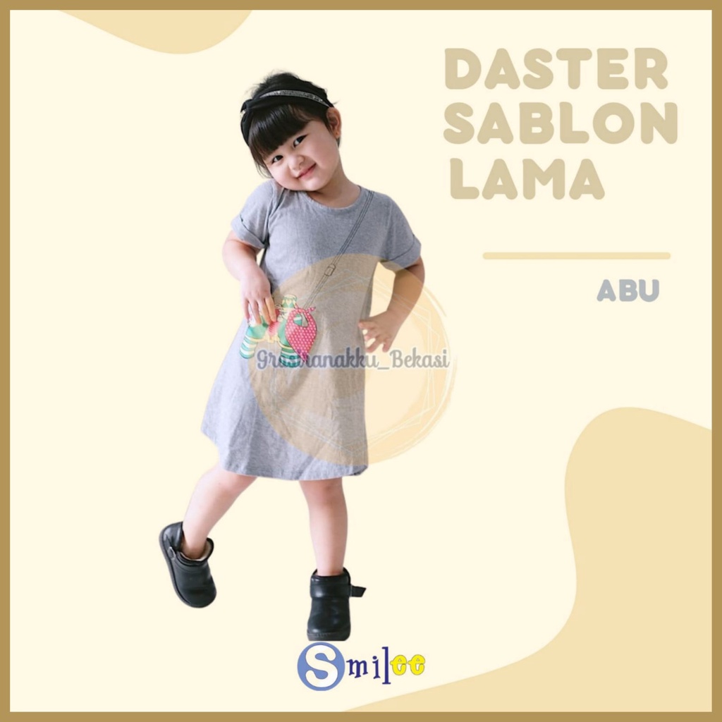 Daster Anak Smile Sablon Motif Abu Kamera Size 1-5Tahun