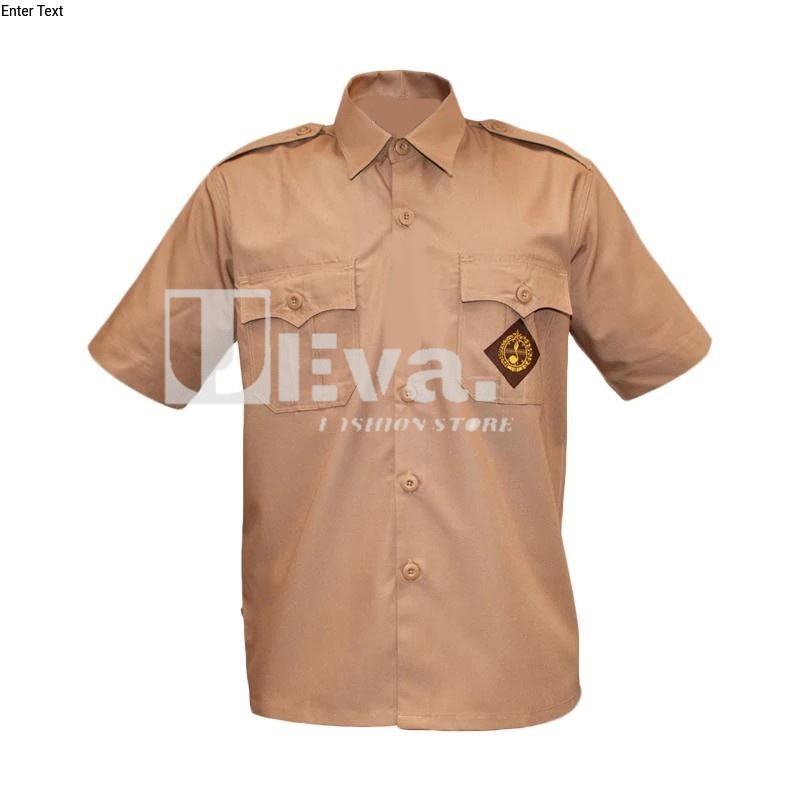 Seragam sekolah SD SMP SMA Laki laki Baju pramuka Lengan pendek Bahan twist/licin