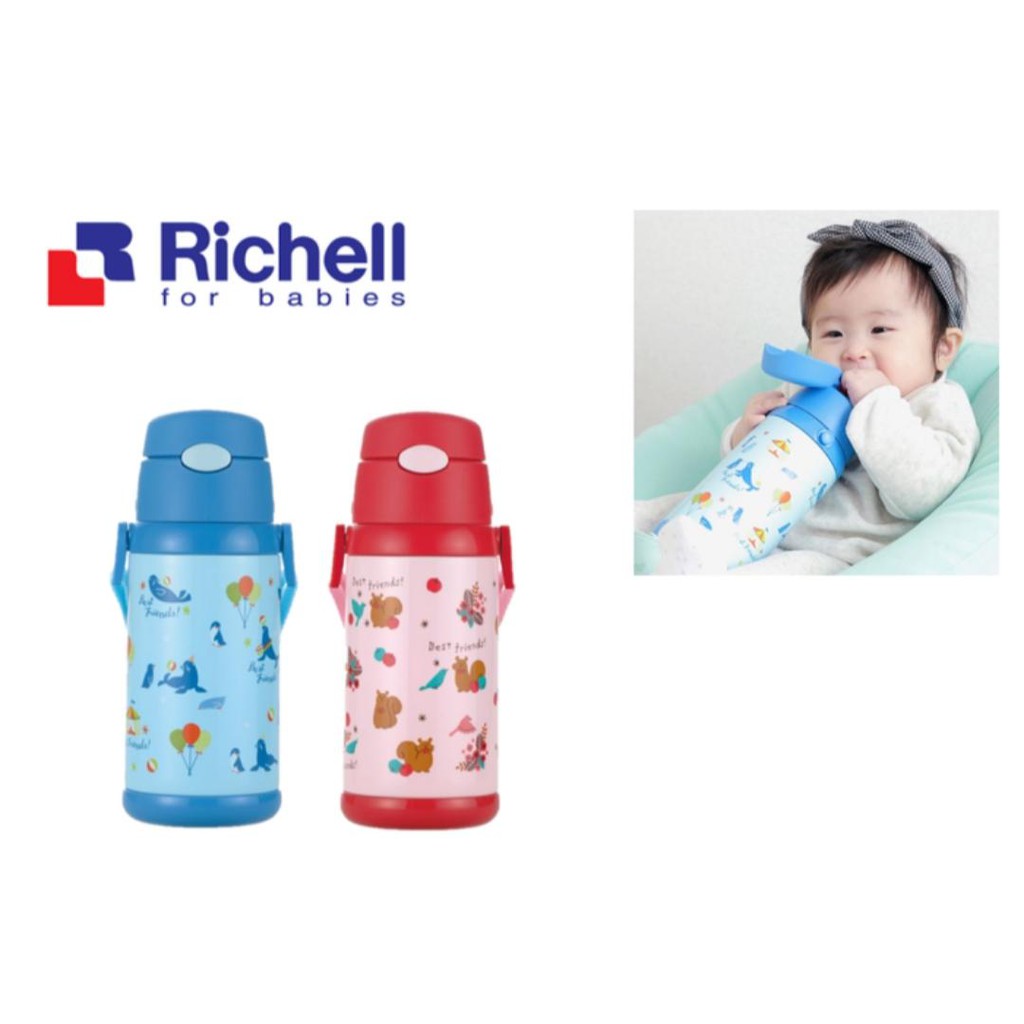 Richell 2 Way Stainless Water Bottle Botol Minum