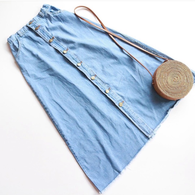 LONG SKIRT JEANS BUTTON || ROK JEANS PANJANG