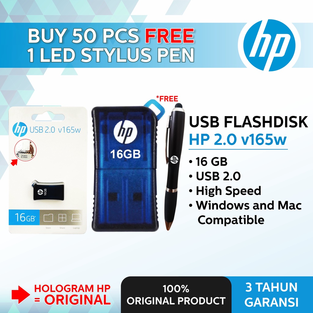 FLASHDISK HP V165W 16GB USB 2 ORIGINAL 100%