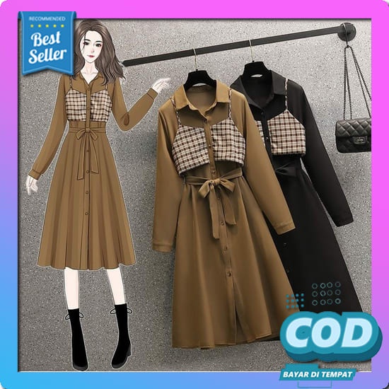 Canda Tunik Rempel Crincle Airflow // Kemeja Tunik Wanita Crincle Airflow Kancing Full Warna Cod - D