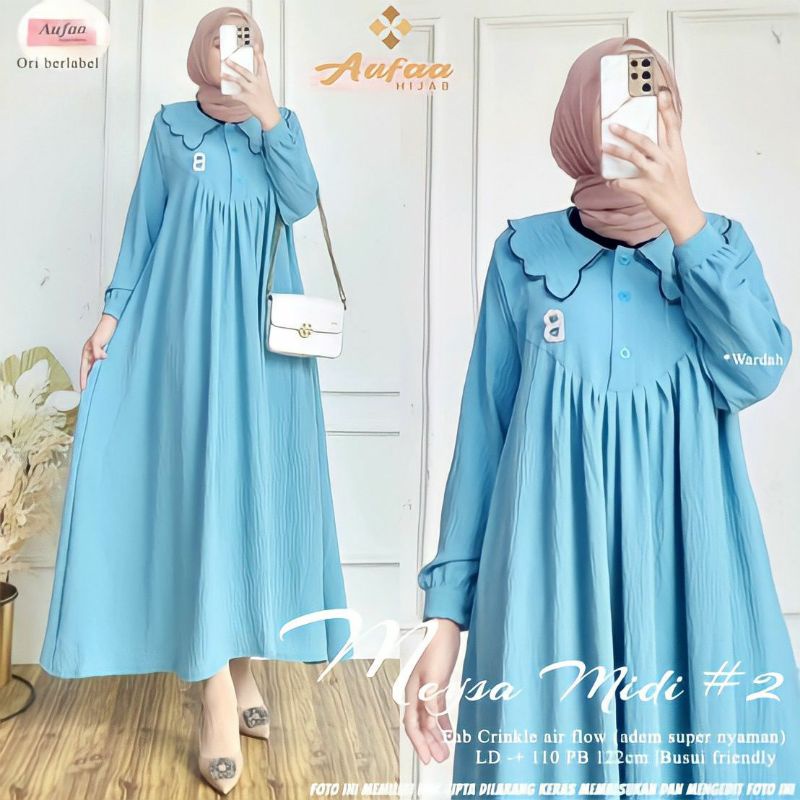 midi dress meysa #2 by aufaa | midi dress crinkle by aufaa | NEW RESTOCK WARNA LENGKAP
