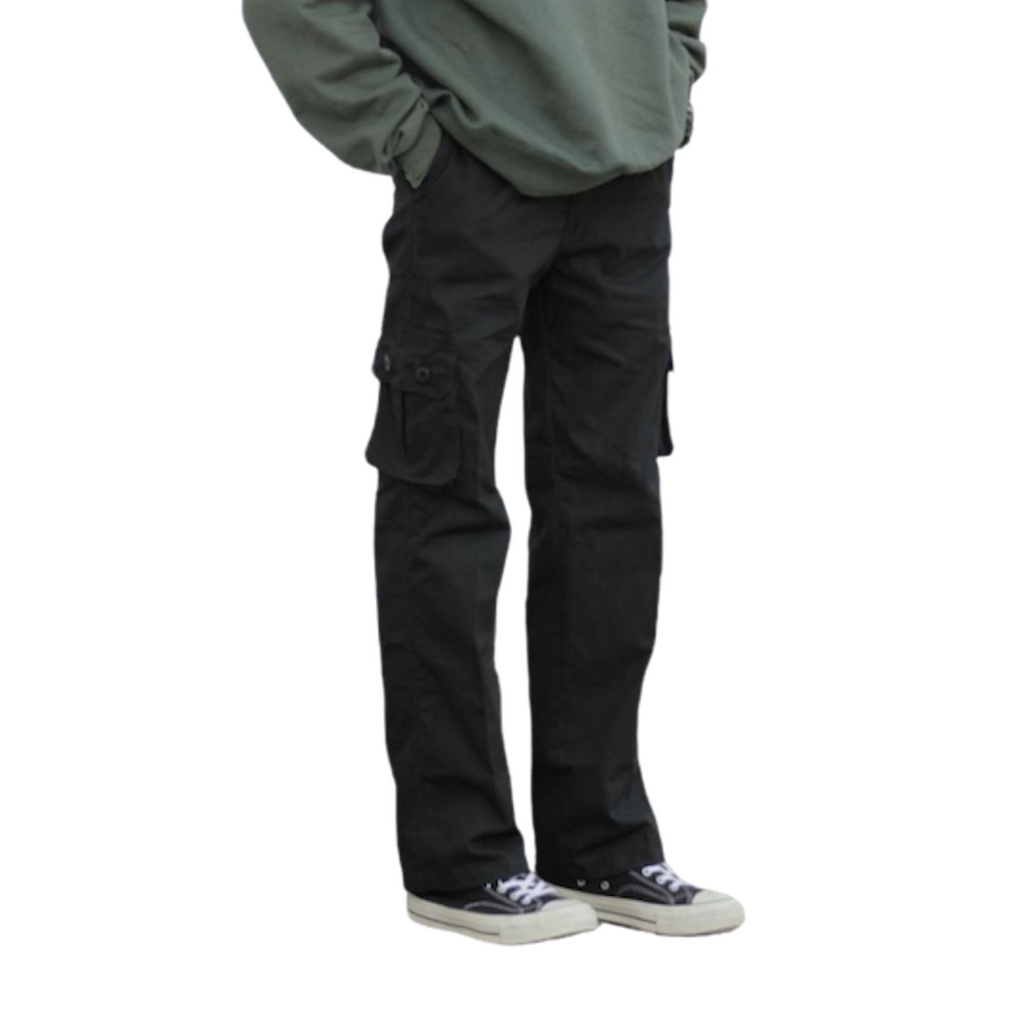 Leone Cargo Pants Black / Celana Kargo Chino Pria GutenInc