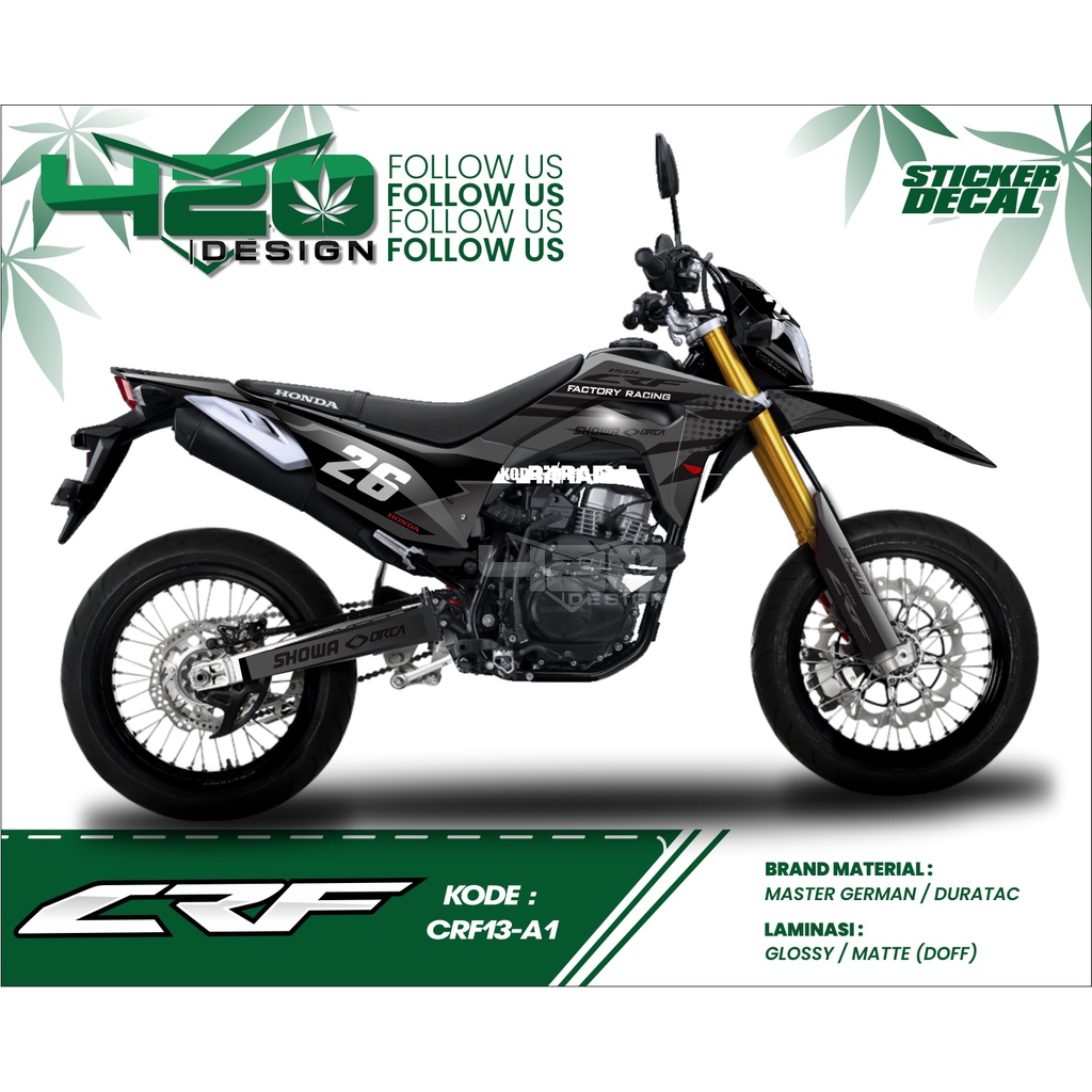 Stiker Decal CRF 150 L 150L Variasi - Stiker Fullbody CRF 150L All New - Stiker CRF 150L Motif Hitam