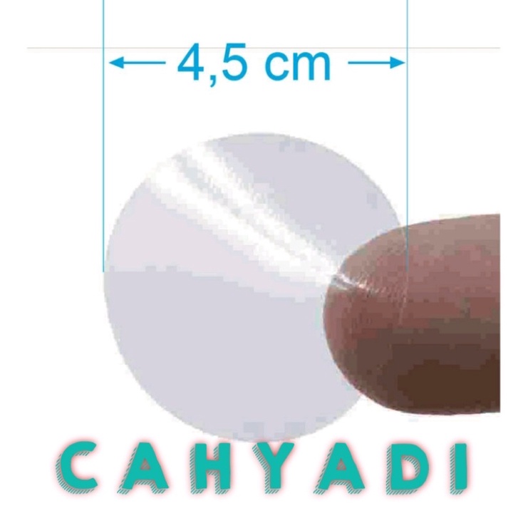 

Sticker Transparant Bening Bulat Diameter 4,5 cm Polos