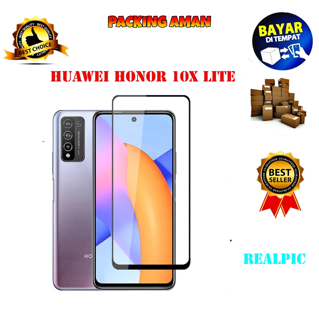 Tempered Glass Huawei Honor 10X Lite Full Cover / Full Screen Protector Anti Gores