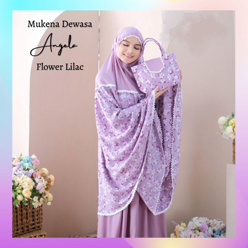 Mukena Dewasa Angela Rayon Premium LILAC HITAM / Mukenah Terbaru 2021 / Mukena Travel Cantik adem
