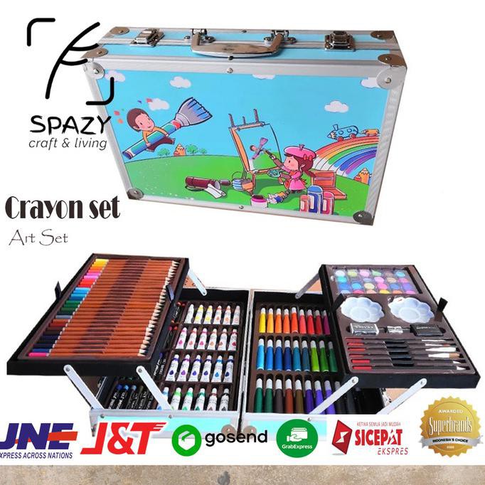 

Big Sale Crayon Art set/Krayon anak/Alat Menggambar/Alat mewarnai/Koper Besi - Biru Muda, ekstra