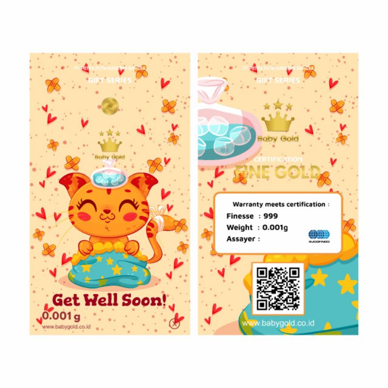 BABY GOLD GET WELL SOON Series 0.001 Gram. Logam Mulia 24K. Emas Mini. Souvenir Gift