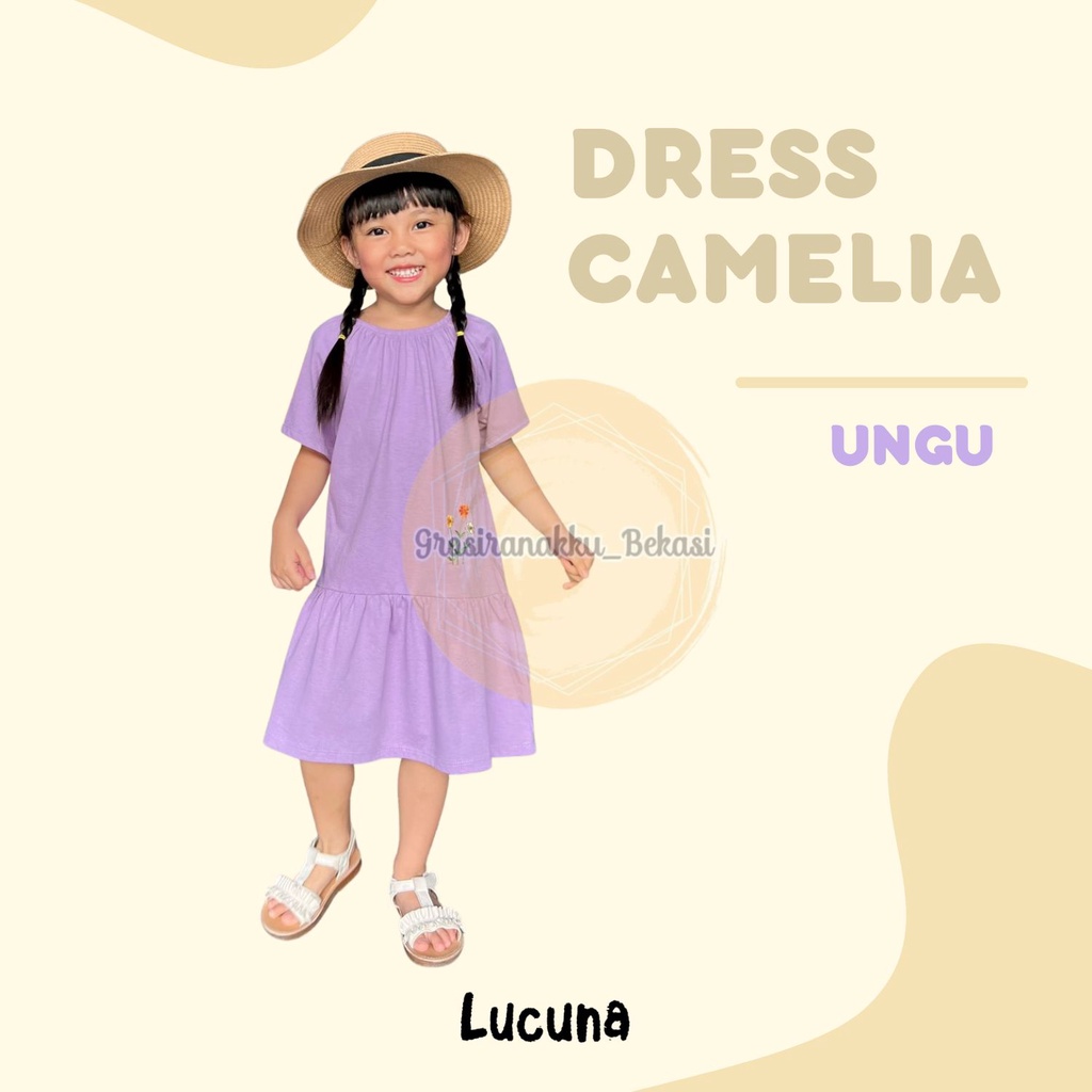 Dress Anak Camelia Lucuna Warna Ungu Size 1-5 THN