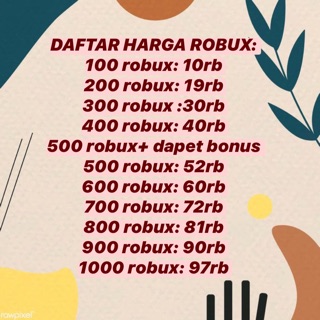 List Harga Robux