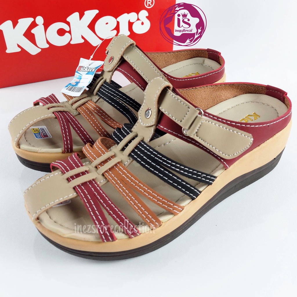 Wedges Terbaru Sandal Wanita Murah Let.SR Maron kombinasi