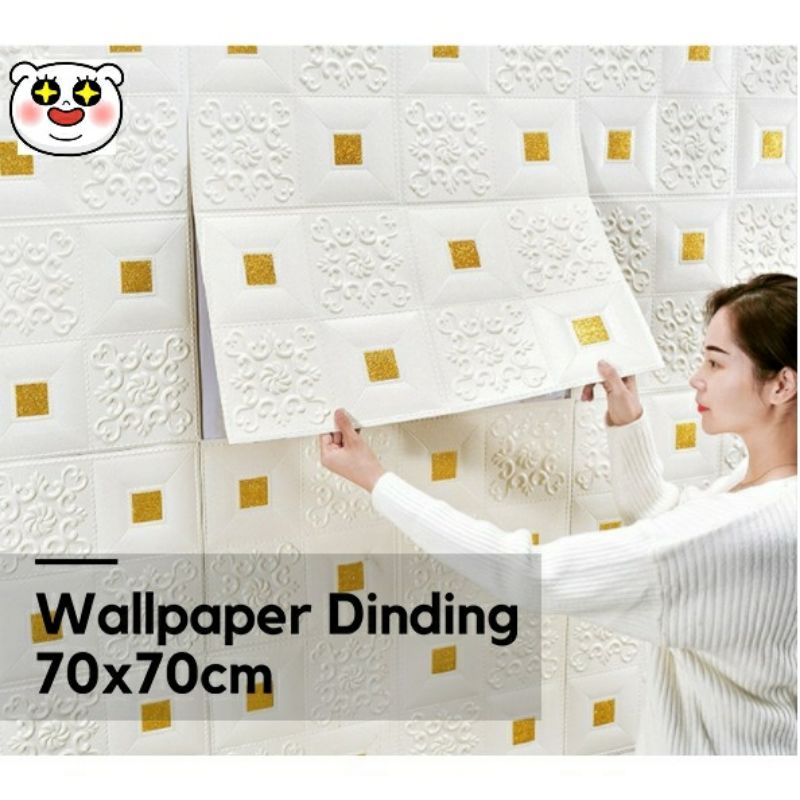 WALLPAPER 3D FOAM MOTIF BATIK  WALLSTICKER 70X70CM WALL STIKER. WALLPAPER MURAH PONTIANAK