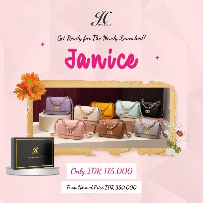 Tas Selempang Rantai Jims Honey Bag Jinjing Korea Pesta Box Tosca Mustard Lilac Apricoat COD
