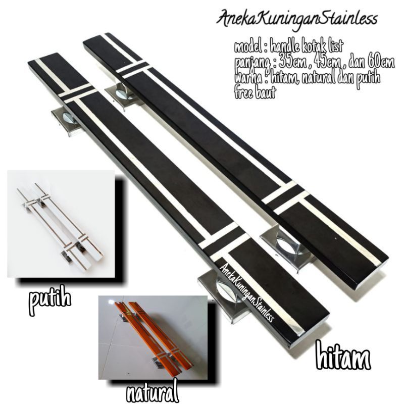 handle pintu rumah stainless 60cm 45cm 33cm tarikan gagang pintu rumah peggangan pintu rumah handel hendel pintu rumah 15x30mm