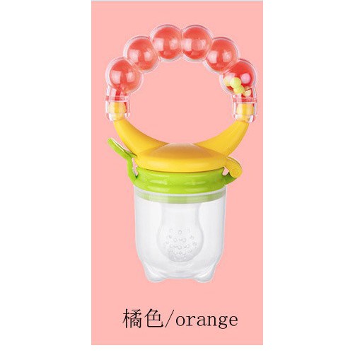 Empeng Dot Buah Anak Bayi Fruit Feeder Rattle Teether Kompeng Pacifier Gigitan Bayi (E30)-Orange