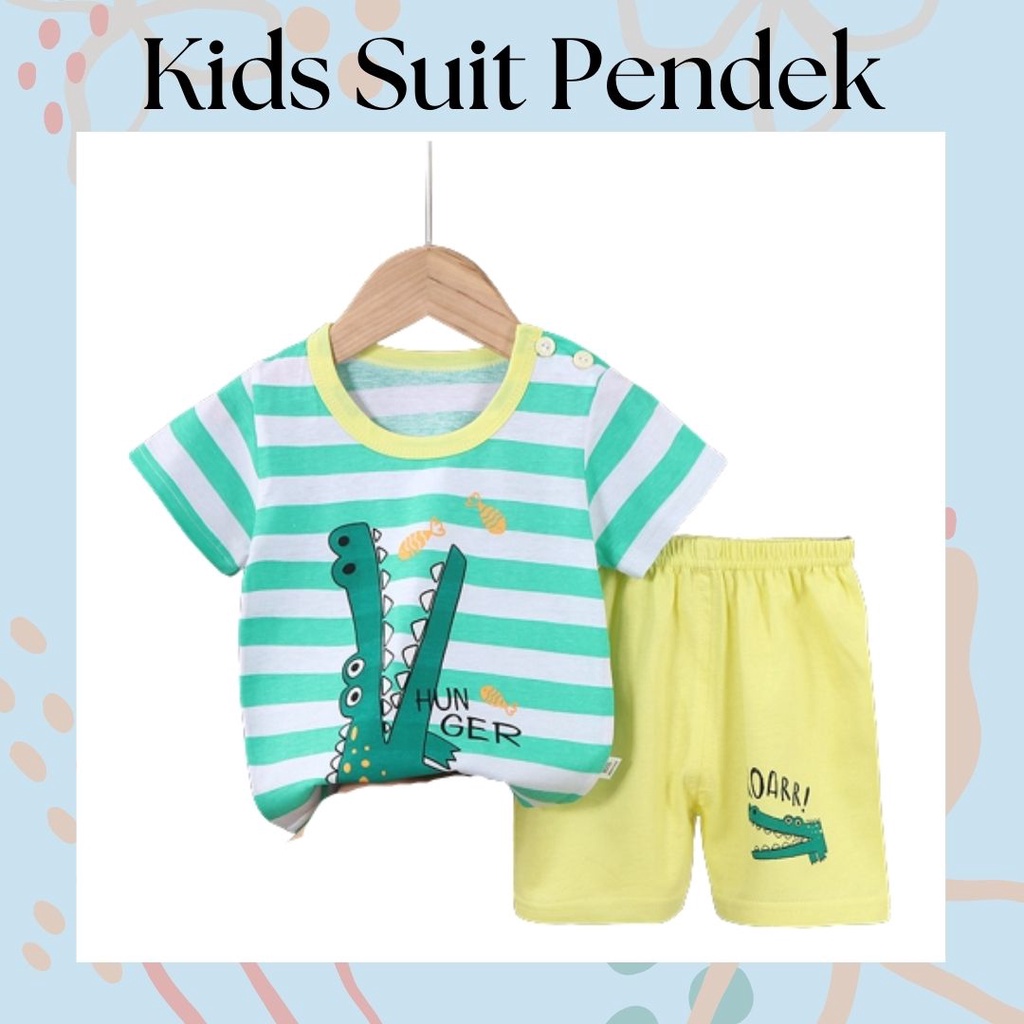 LittleAaron KIDS SUIT PENDEK Setelan Anak Bahan Kaos Lengan + Celana Berkualitas Import ebv cewek new10