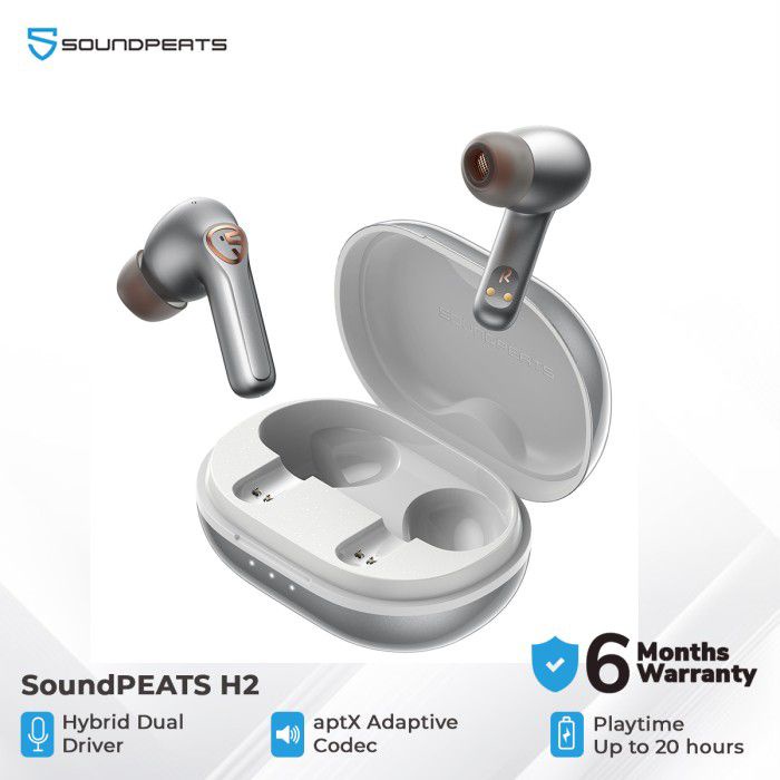 Soundpeats H2 Hybrid Dual Driver &amp; APTX Adaptive True Wireless Stereo - Garansi Resmi Soundpeats 1 Tahun