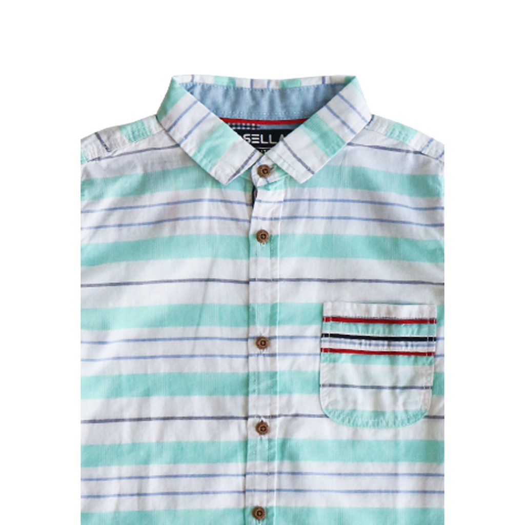 Osella Baju Anak Laki Laki Kemeja Lengan Panjang Stripe Green.-1